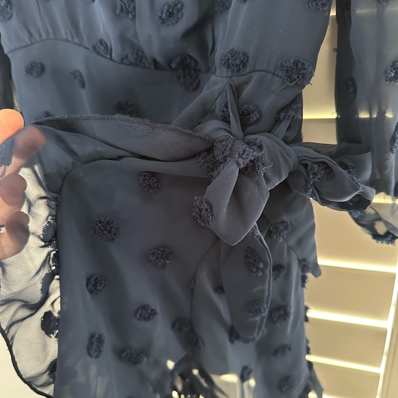 Girls navy chiffon polka dot dress Ava & Yelly - Picture 4 of 6